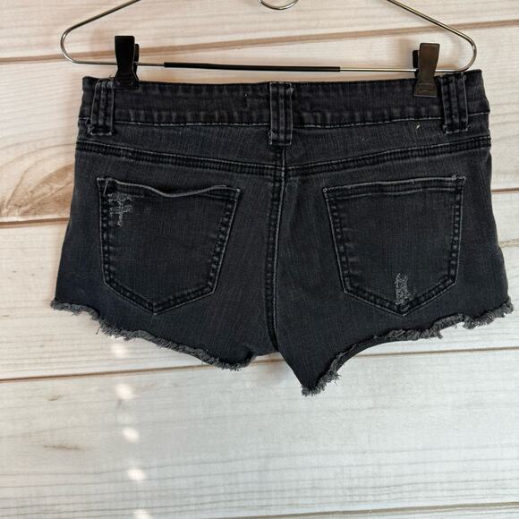 2.1 Denim Black Hot Pants Cut Off Shorts Size 28 - Picture 2 of 3